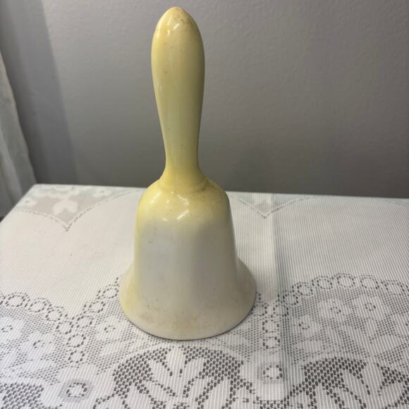 Vintage Butterfly Meadow Bell Collectible 80s Yellow Cottage Decor Porcelain - Picture 3 of 4